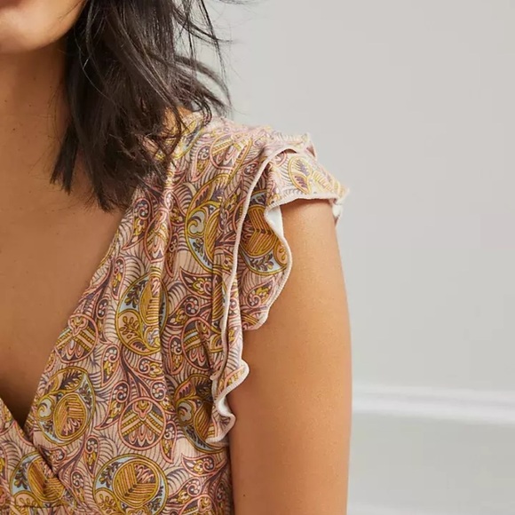 ANTHROPOLOGIE Matilda Paisley Ruffle Lettuce edge Wide Leg Romper Jumper Size XS - Picture 3 of 12